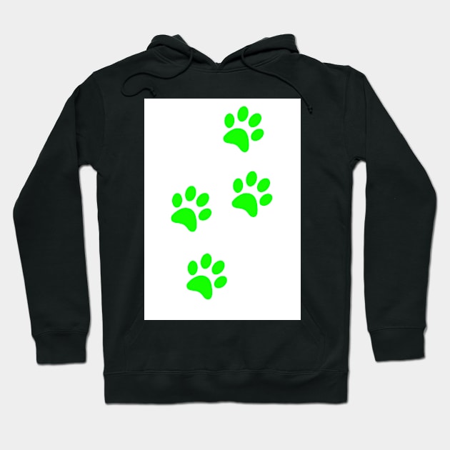 Light Green Pawprints on White Hoodie by Blue Butterfly Designs 